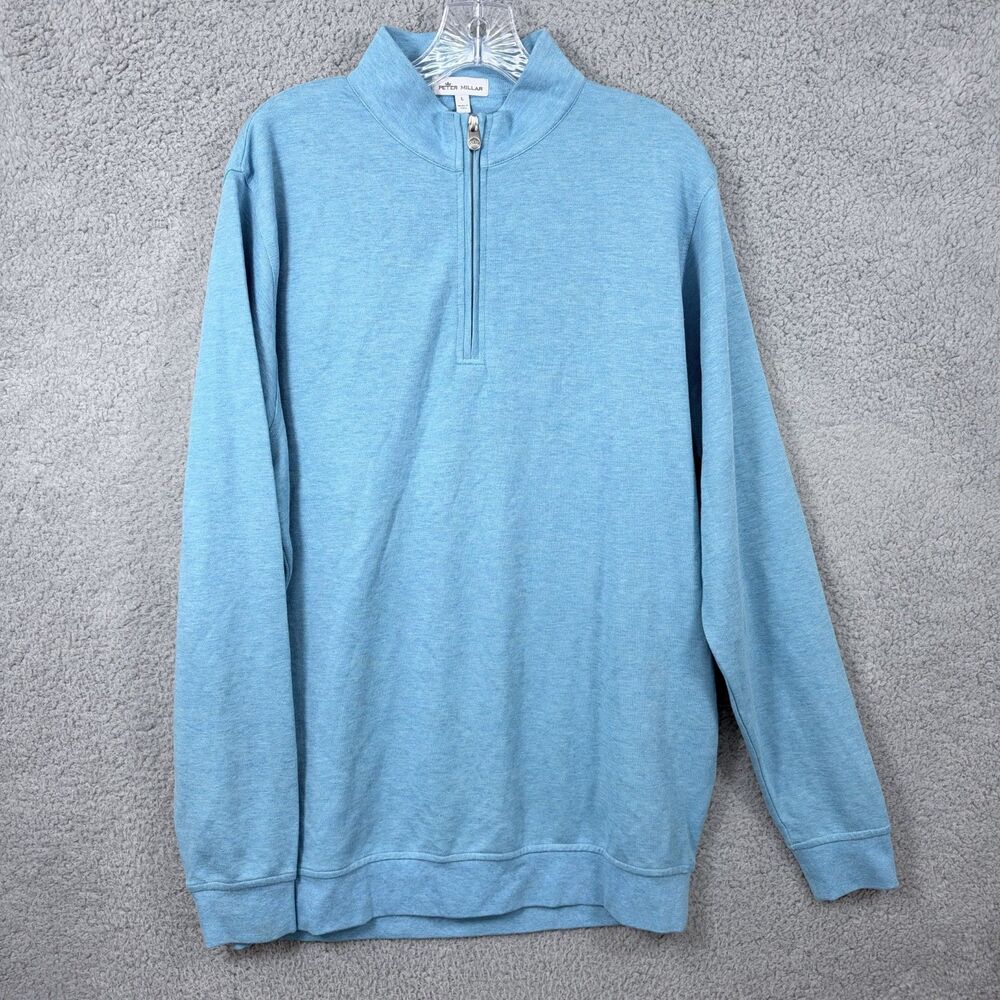 Peter Millar Quarter Zip Men's Golf Performance Blue Pullover Size Large